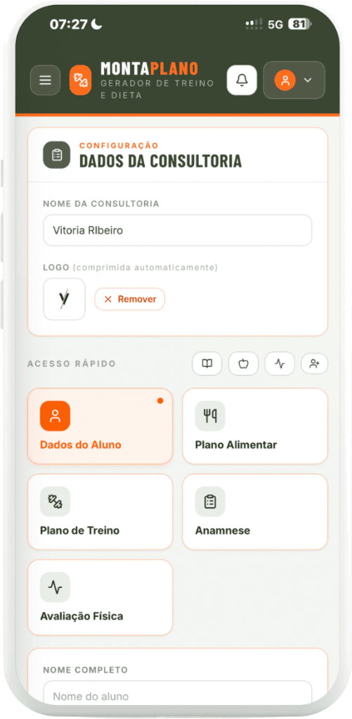 Painel principal do MontaPlano